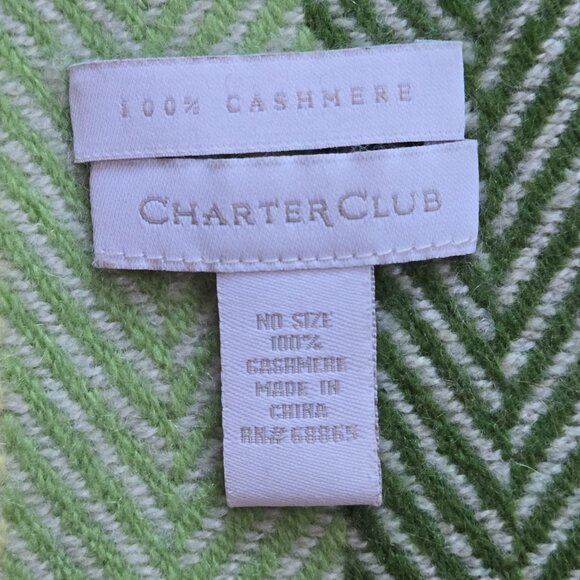 NWOT Charter Club Cashmere Scarf Blue Green - Picture 5 of 7